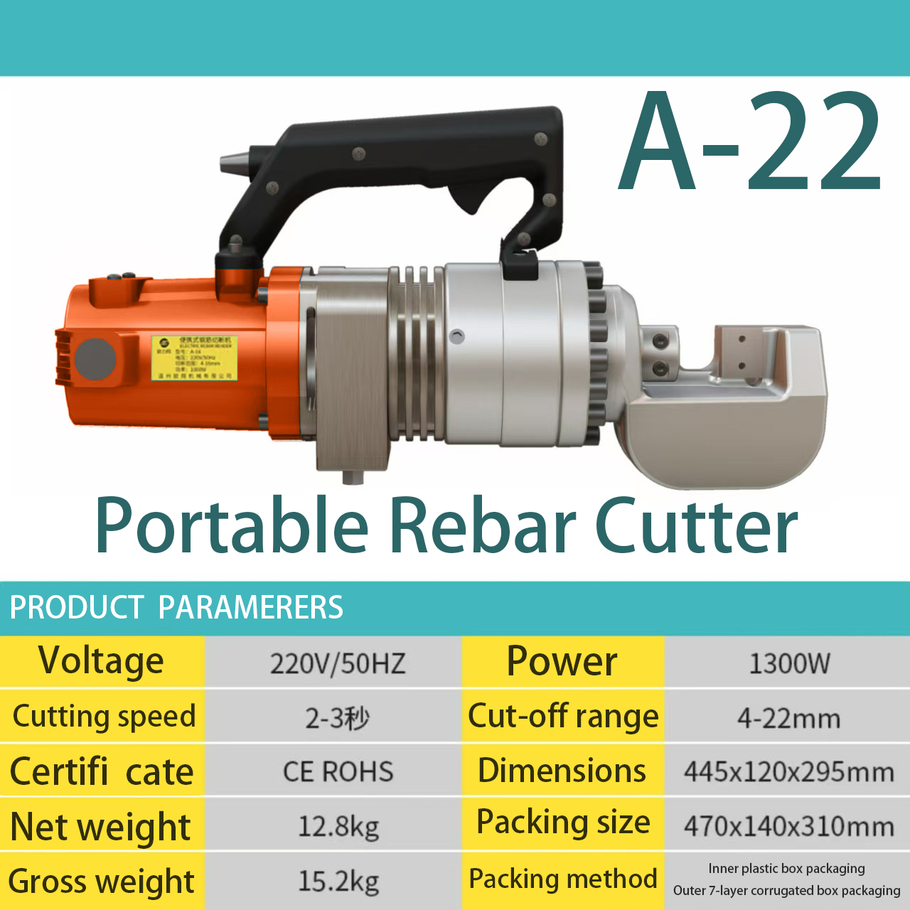 A-20 4-22mm portable rebar cutter