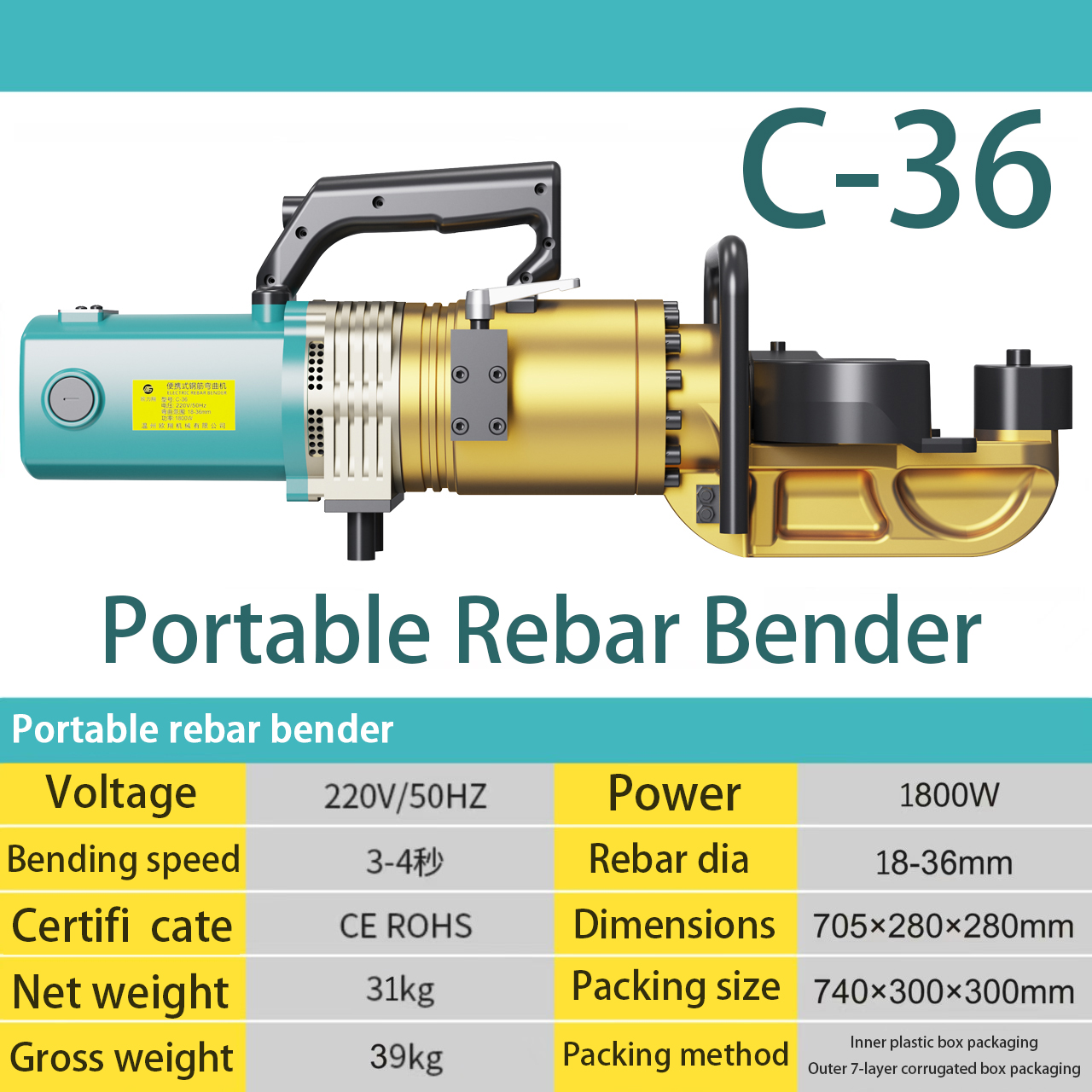 C-36 18-36mm portable reber bendr