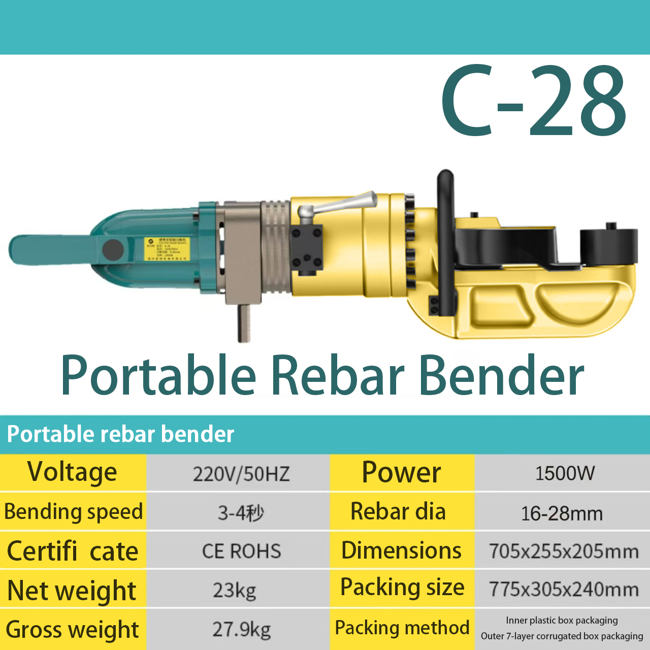 C-28 16-28mm portable reber bendr